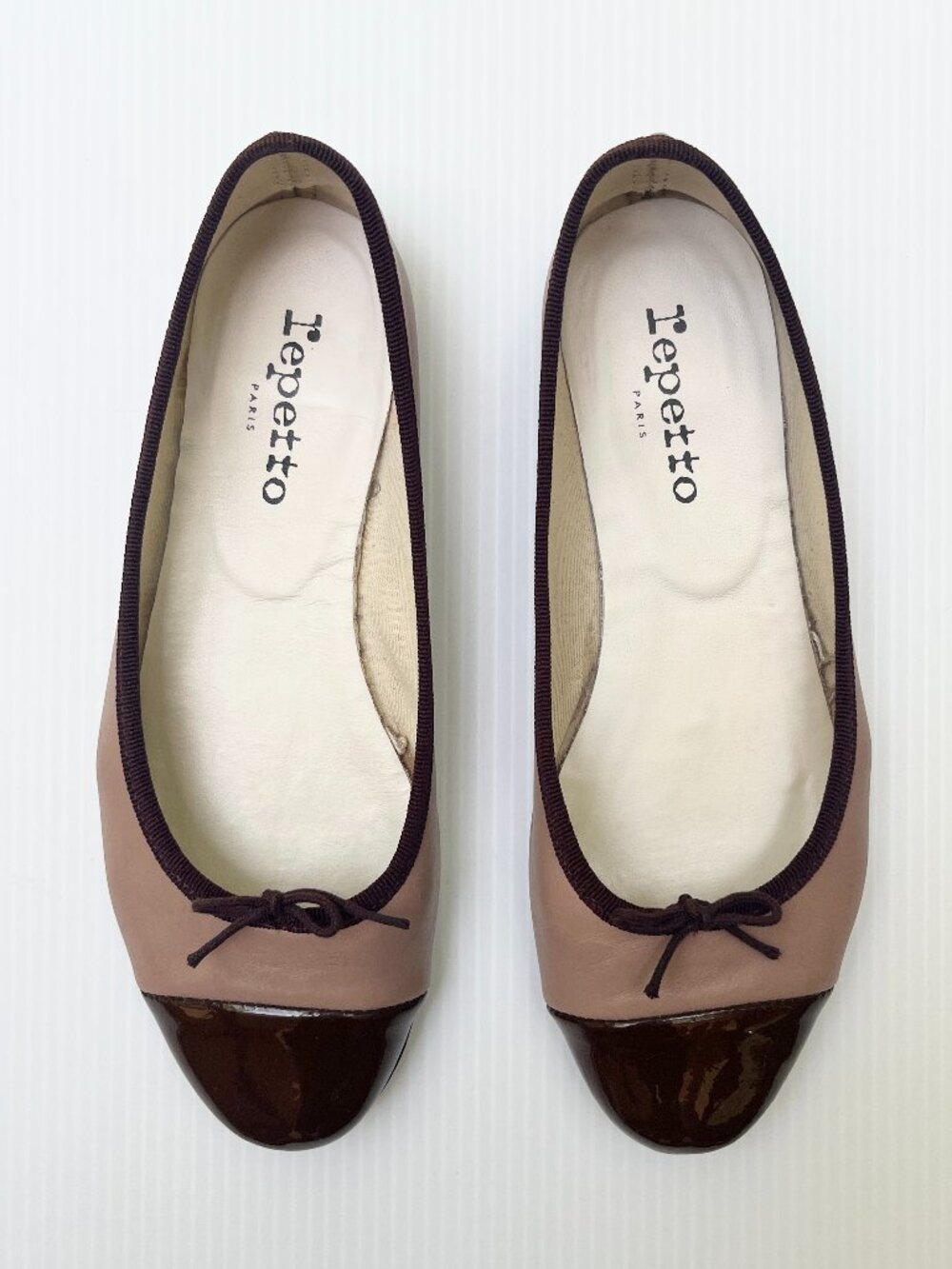 Repetto Flora Leather Ballet Flats in Mauve & Brown - Size 39 EU/Size 8 US